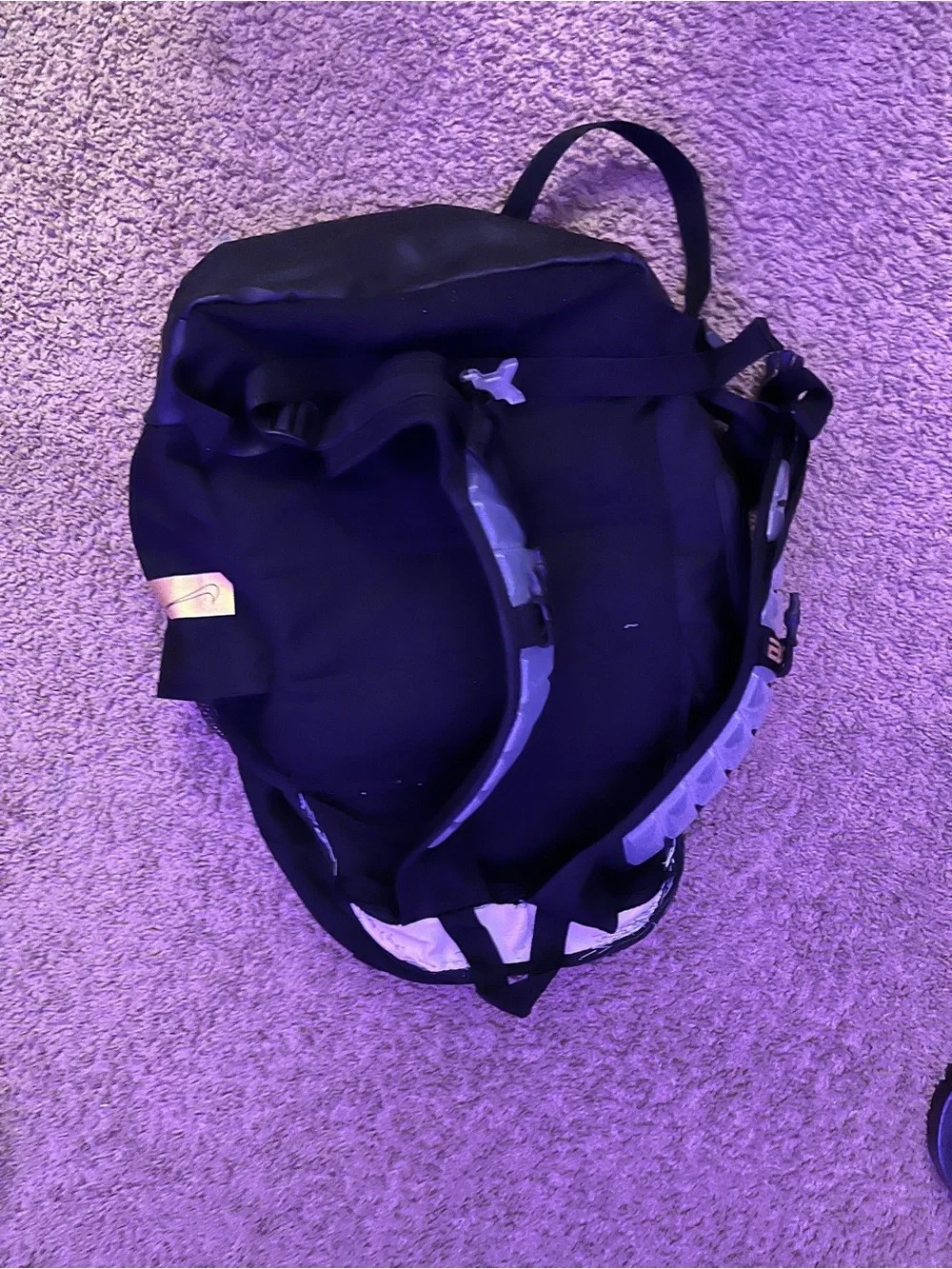 Nike Elite Black Duffel Bag with Pink/Peach Accent PS THE BIG PART NEEDS NEW ZIP
